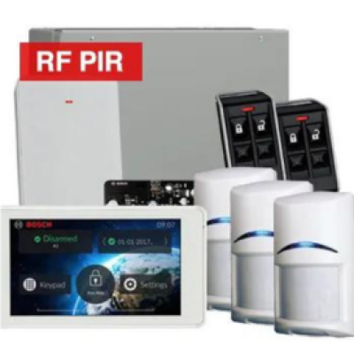 BOSCH, Solution 3000, Wireless Alarm kit, Includes ICP-SOL3-P panel, IUI-SOL-TS5 LCD Touchscreen keypad, 3x RFPR-12 Wireless PIR detectors, B810 Wireless receiver, 2x RFKF-FB transmitters, Siren Kit (Internal and External Siren)