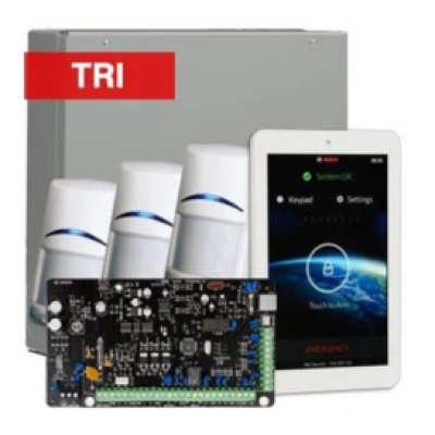 BOSCH, Solution 3000, Alarm kit, Includes ICP-SOL3-P panel, IUI-SOL-TS7 7" Touch screen, 3x ISC-BDL2-WP12G Tritech detectors, Siren Kit (Internal and External Siren)