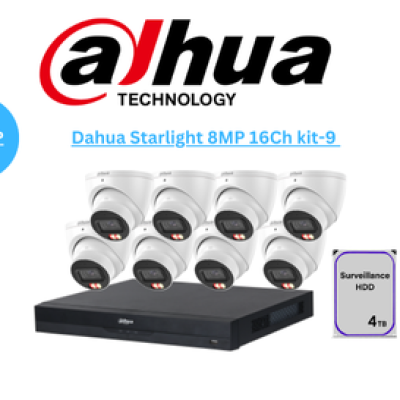 DAHUA AI Starlight 8MP 16CH IP TURRET KIT-9