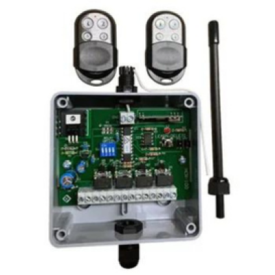 BOSCH, IP56 rated, Standalone wireless receiver, 4 channel, Includes 2x HCT4 4 button key fob transmitters (stainless), Supports up to 900 standalone key fobs, 433MHz