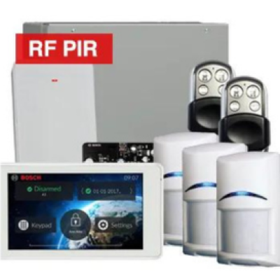 BOSCH, Solution 3000, Wireless Alarm kit, Includes ICP-SOL3-P panel, IUI-SOL-TS5 LCD 5" Touchscreen keypad, 3x RFPR-12 Wireless PIR detectors, B810 Wireless receiver, 2x HCT4UL transmitters, Siren Kit
