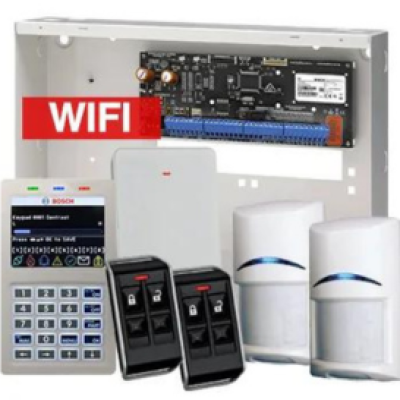 BOSCH, Solution 6000, Alarm kit, Includes CC615PB IP panel, CP737B Wifi Prox LCD keypad, 2x RFPR-12 wireless PIR detectors, RFRC-STR2 Radion receiver, 2x RFKF-FB transmitters, Siren Kit (Internal and External Siren)