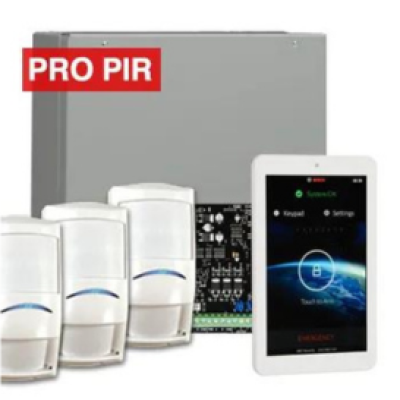 BOSCH, Solution 3000, Alarm kit, Includes ICP-SOL3-P panel, IUI-SOL-TS7 7" Touch screen, 3x ISC-PPR1-W16 PIR detectors, Siren Kit (Internal and External Siren)