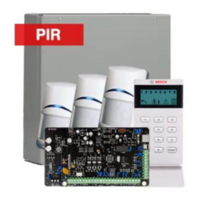 BOSCH, Solution 3000, Alarm kit, Includes ICP-SOL3-P panel, IUI-SOL-ICON LCD keypad, 3x ISC-BPR2-W12 PIR detectors, Siren Kit (Internal and External Siren)