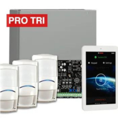 BOSCH, Solution 3000, Alarm kit, Includes ICP-SOL3-P panel, IUI-SOL-TS7 7" Touch screen, 3x ISC-PDL1-W18G PIR detectors, Siren Kit (Internal and External Siren)