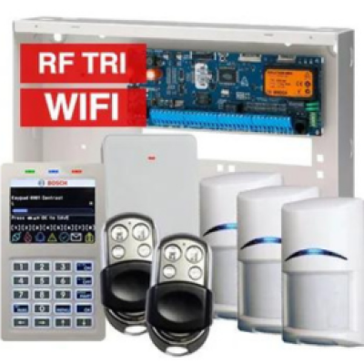 BOSCH, Solution 6000, Wireless alarm kit, Inc CC610PB panel, CP737B Wifi Prox LCD keypad, 3x RFDL-11 wireless Tritech detectors, RFRC-STR2 Radion receiver, 2x HCT4UL transmitters, Siren Kit (Internal and External Siren)