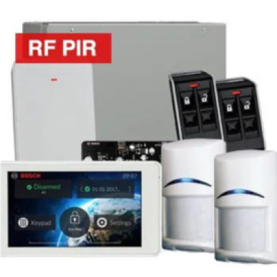 BOSCH, Solution 3000, Wireless Alarm kit, Includes ICP-SOL3-P panel, IUI-SOL-TS5 LCD Touchscreen keypad, 2x RFPR-12 Wireless PIR detectors, B810 Wireless receiver, 2x RFKF-FB transmitters, Siren Kit (Internal and External Siren)