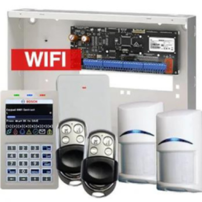 BOSCH, Solution 6000, Wireless alarm kit, Includes CC615PB IP panel, CP737B Wifi Prox LCD keypad, 2x RFPR-12 wireless PIR detectors, RFRC-STR2 Radion receiver, 2x HCT-4UL transmitters, Siren Kit (Internal and External Siren)