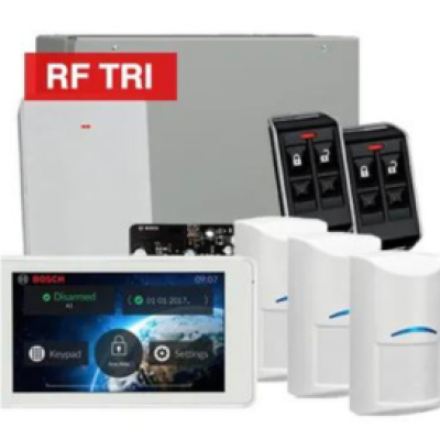 BOSCH, Solution 3000, Wireless Alarm kit, Includes ICP-SOL3-P panel, 5" Touchscreen keypad, 3x RFDL-11 Wireless Tri-Tech detectors, B810 Wireless receiver, 2x RFKF-FB transmitters, Siren Kit (Internal and External Siren)