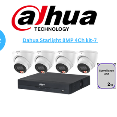 DAHUA AI Starlight 8MP 4CH IP TURRET KIT-7