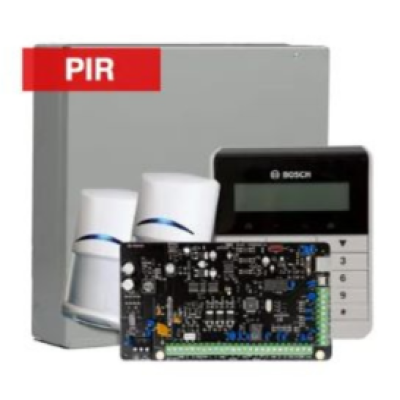BOSCH, Solution 2000, Alarm kit, Includes ICP-SOL2-P panel, IUI-SOL-TEXT Alphanumeric LCD keypad, 2x ISC-BPR2-W12 PIR detectors, Siren Kit (Internal and External Siren)