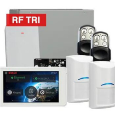 BOSCH, Solution 3000, Wireless Alarm kit, Includes ICP-SOL3-P panel, IUI-SOL-TS5 5" LCD Touchscreen keypad, 2x RFDL-11 Wireless Tri-Tech detectors, B810 Wireless receiver, 2x HCT4UL transmitters, Sire