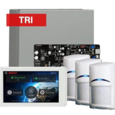 BOSCH, Solution 3000, Alarm kit, Includes ICP-SOL3-P panel, IUI-SOL-TS5 5" Touch screen, 3x ISC-BDL2-WP12G Tritech detectors, Siren Kit (Internal and External Siren)