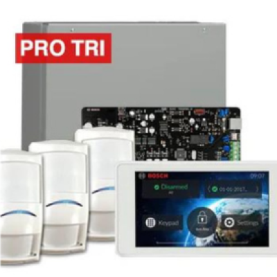 BOSCH, Solution 3000, Alarm kit, Includes ICP-SOL3-P panel, IUI-SOL-TS5 5" Touch screen, 3x ISC-PDL1-W18G PIR detectors, Siren Kit (Internal and External Siren)
